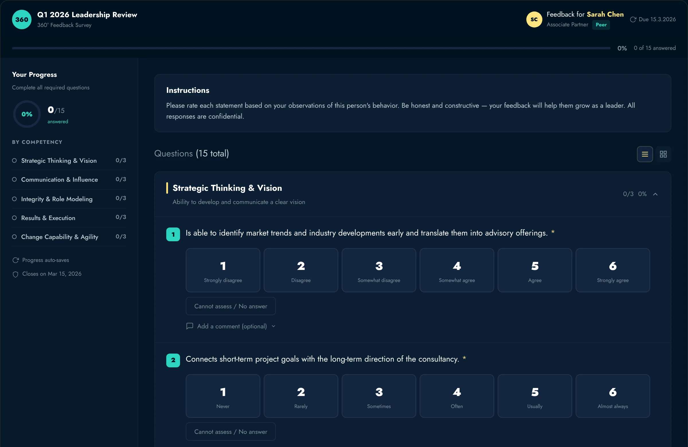 LEADBeyond 360° questionnaire as a rater sees it